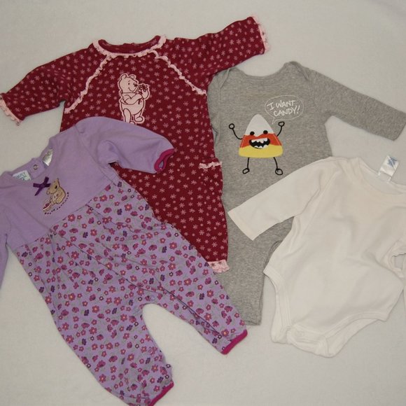 Disney Baby, Old Navy, Simply Basic Other - Bundle 4 Infant Baby, 3-6M with Halloween Outfit, 100% Cotton
